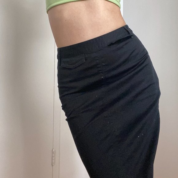 ♡ chic high waisted black mid-length skirt ♡ - Picture 1 of 3